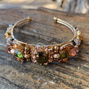 Multi color green rhinestone cuff
